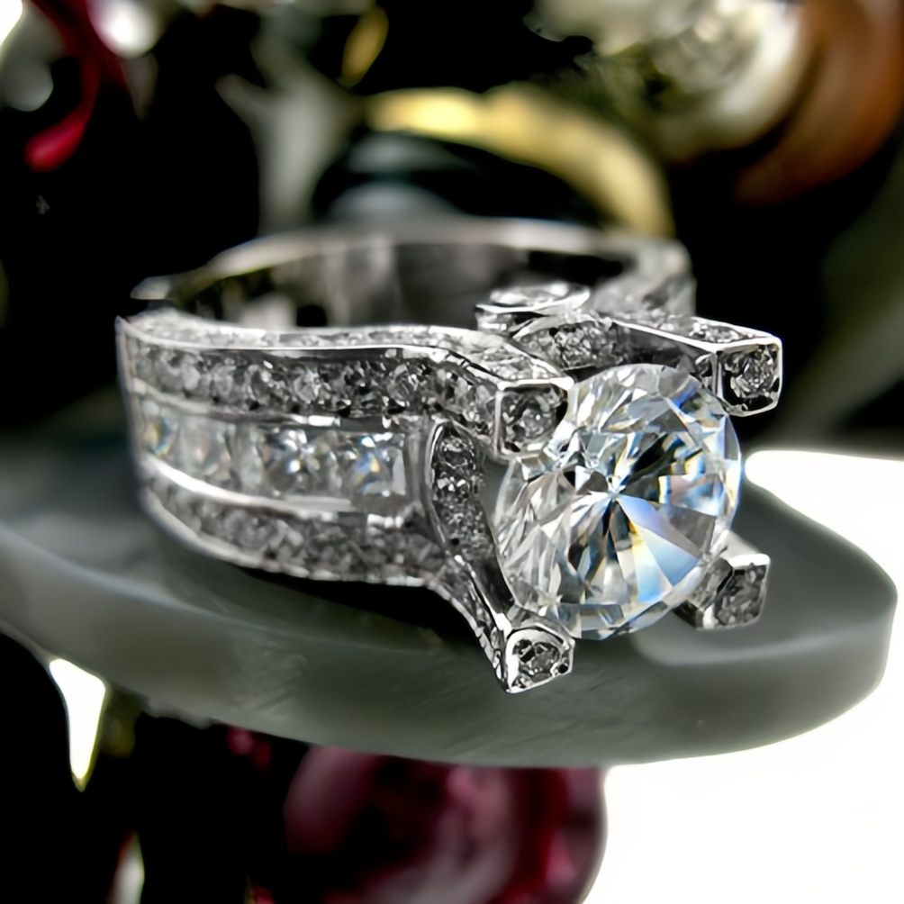2ct Round Cut Micro Pave Setting Diamond Engagement Ring