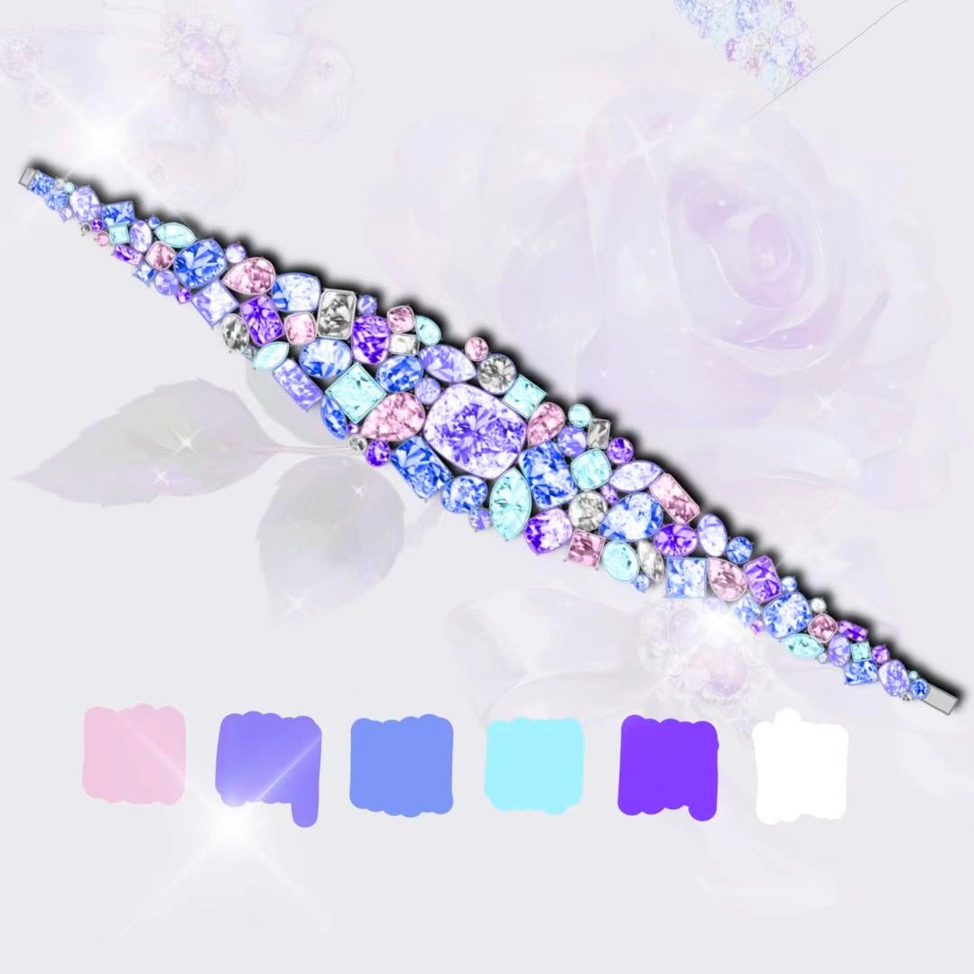 Original Design - Cushion Cut Amethyst Sapphire Bracelet