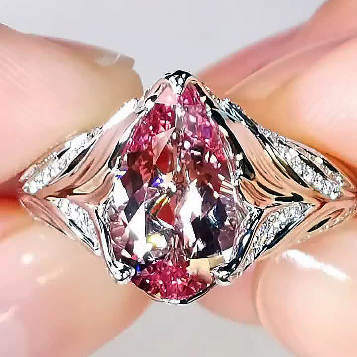7ct Pear Cut Pink Sapphire Engagement Ring