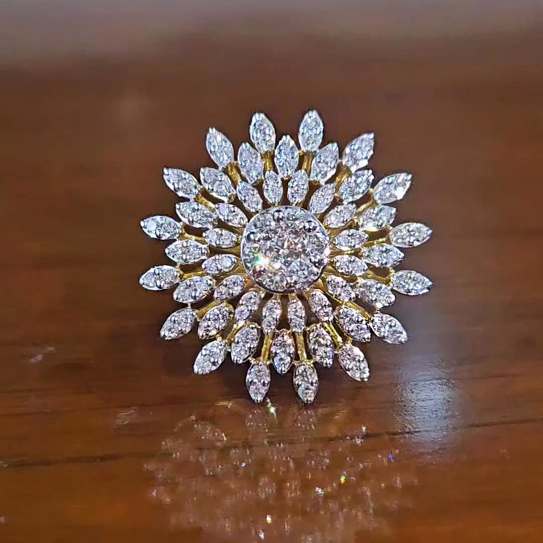 6.25ct Art Deco Round&Marquise Cut White Sapphire Cocktail Ring