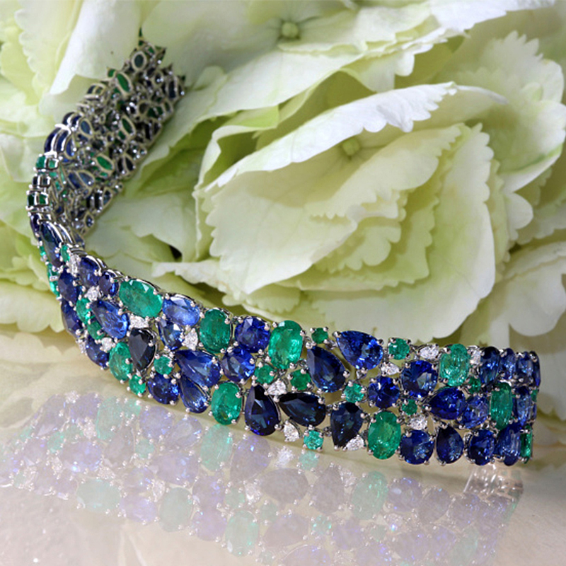 Two Tone Sapphire&Emerald Bracelet