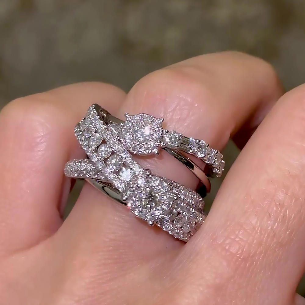 Multiloop design Round Cut White Sapphire Fashion Ring