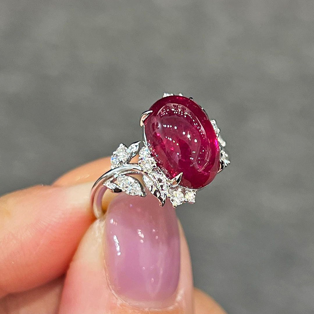 5.6ct Oval Cut Ruby Sapphire Engagement Ring
