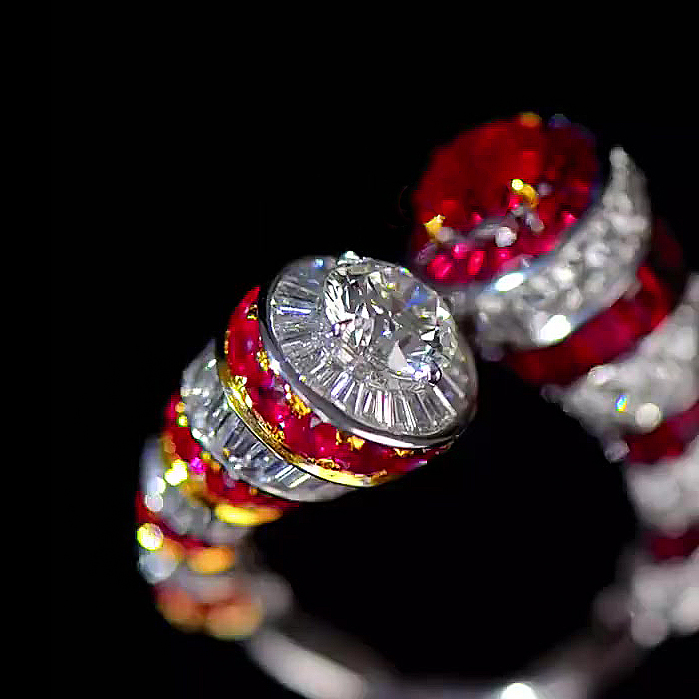 7.25ct Round Cut Ruby Sapphire Eternity Ring