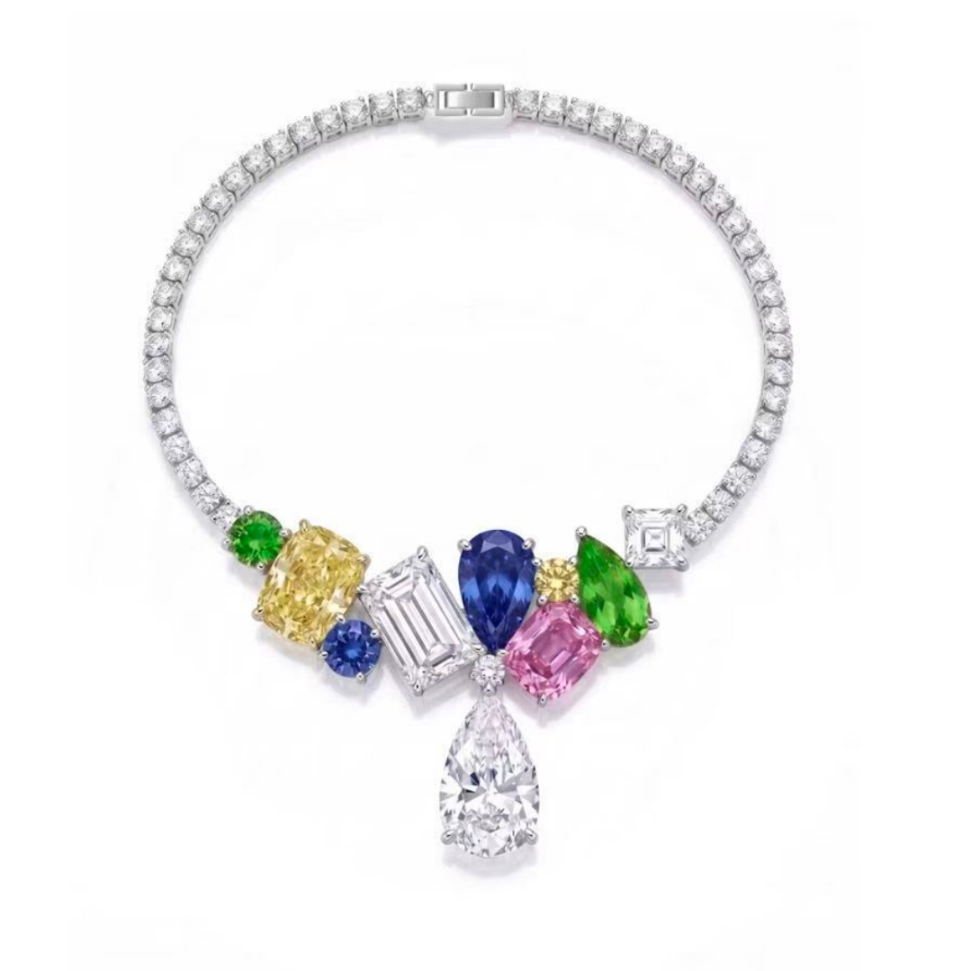 Original Design - Mixed Cut Colored Gemstones Necklace