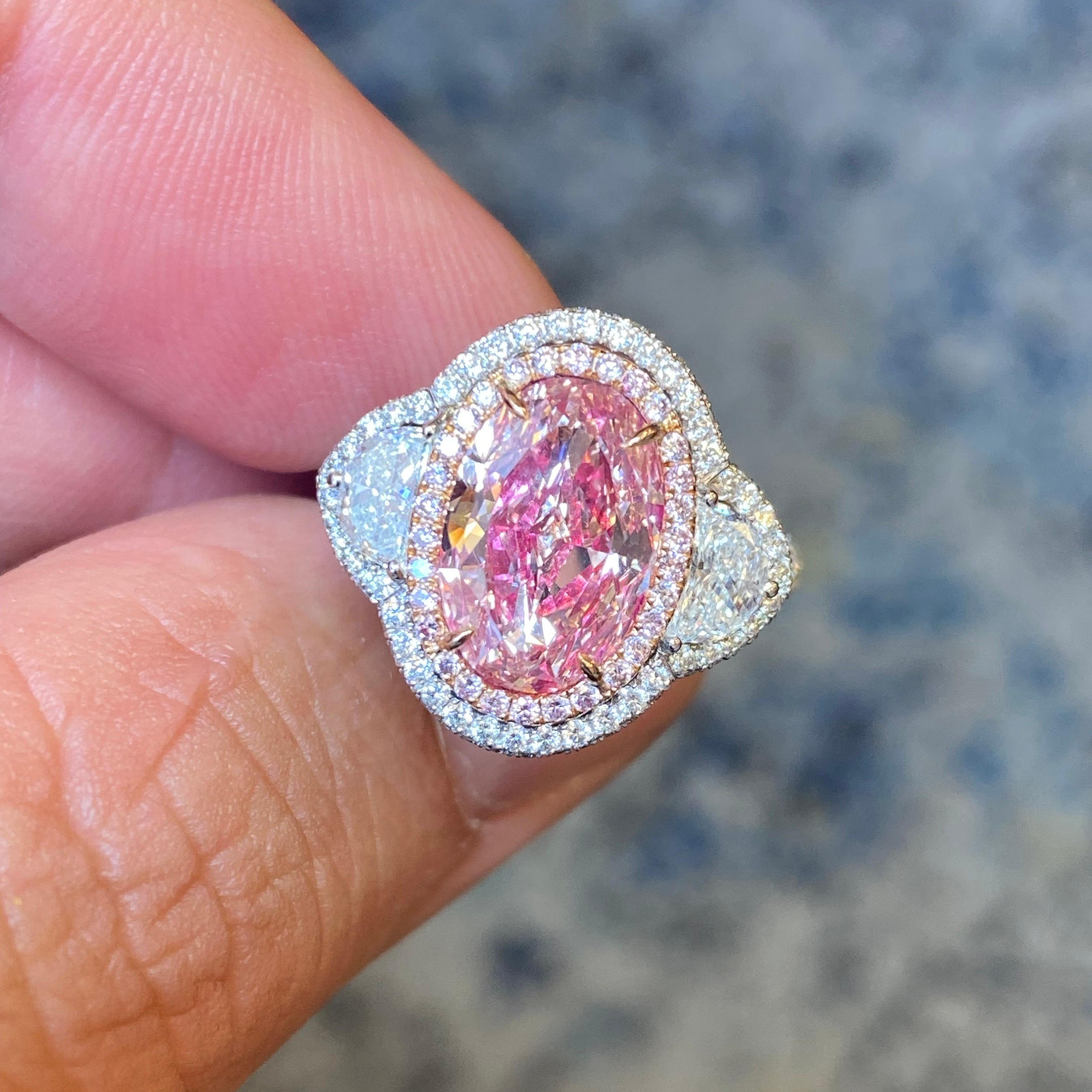 6ct Oval Cut Pink Sapphire Engagement Ring