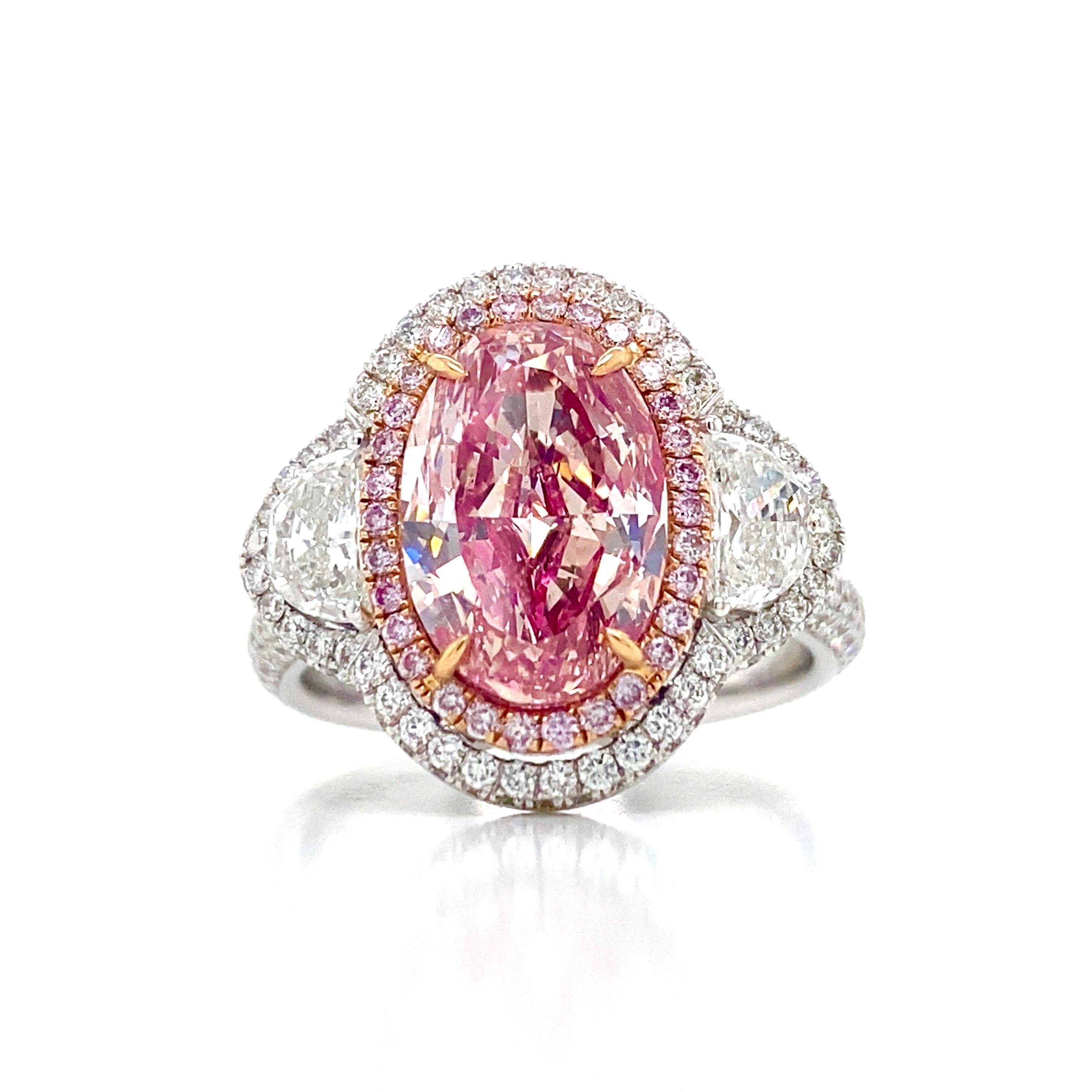 6ct Oval Cut Pink Sapphire Engagement Ring