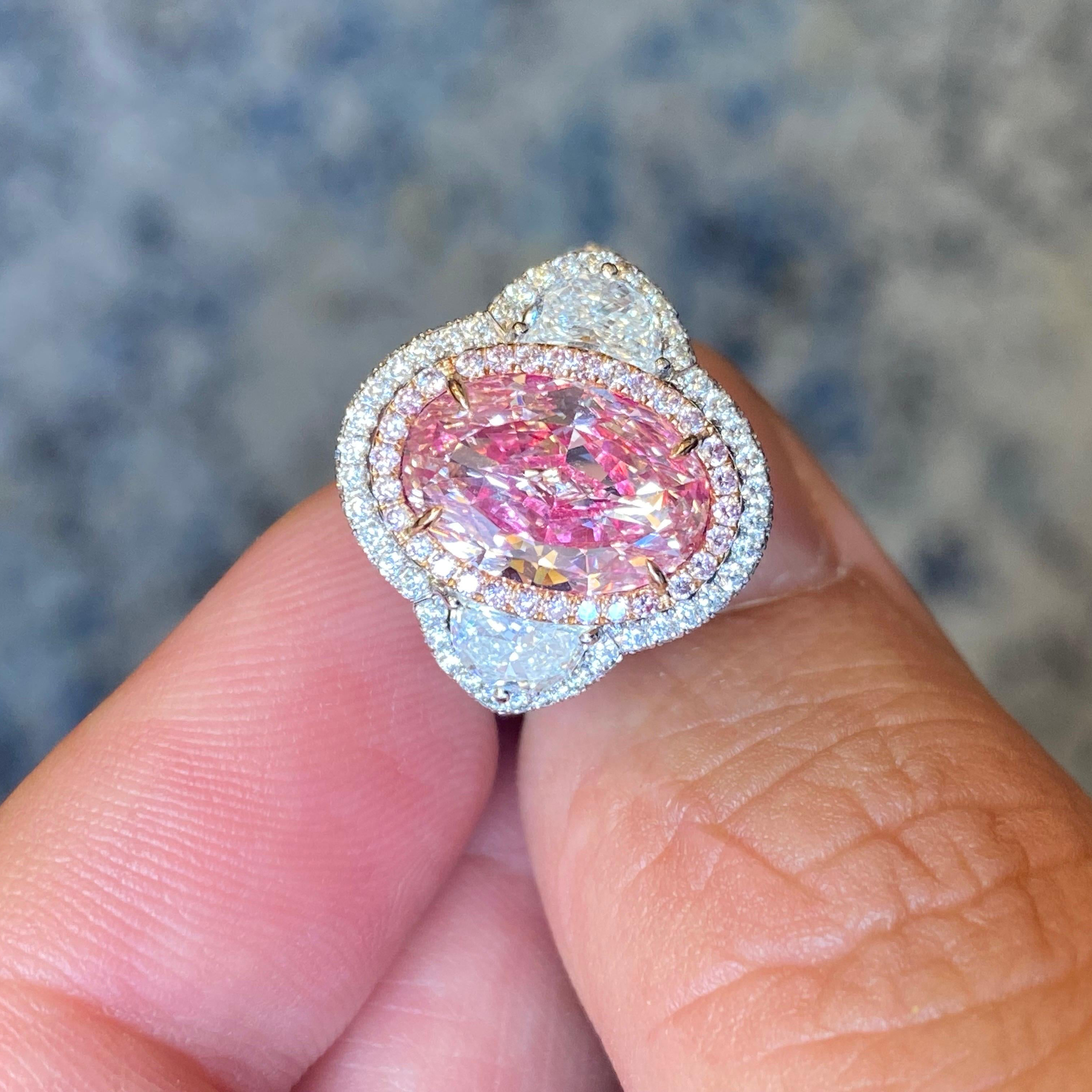 6ct Oval Cut Pink Sapphire Engagement Ring