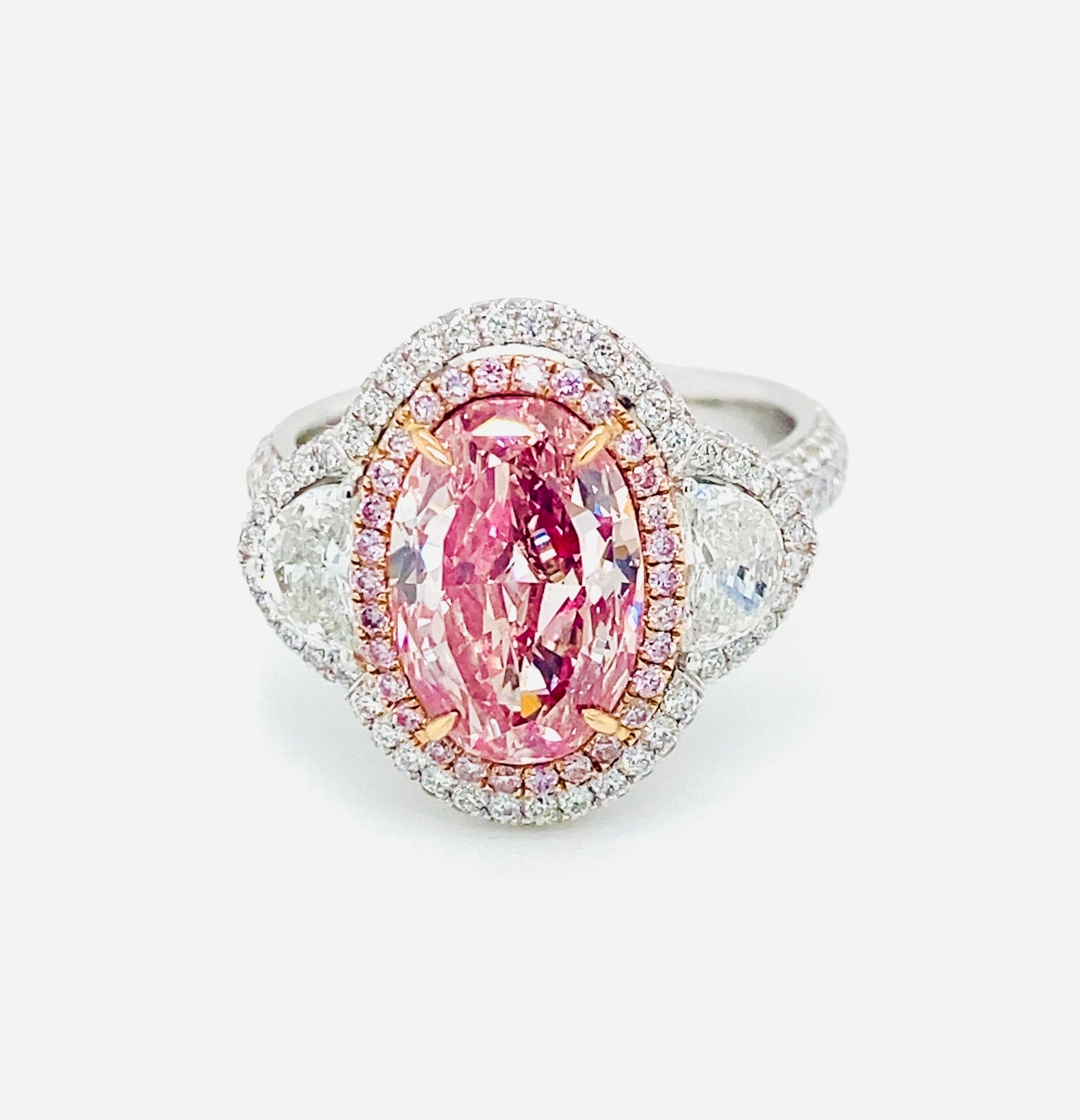 6ct Oval Cut Pink Sapphire Engagement Ring