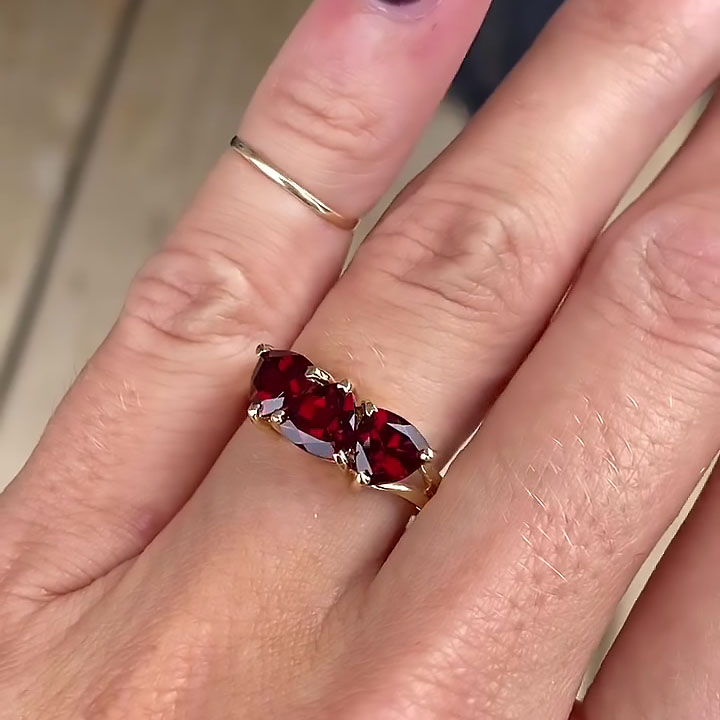 3.25ct Trilliant Cut Ruby Sapphire Eternity Ring