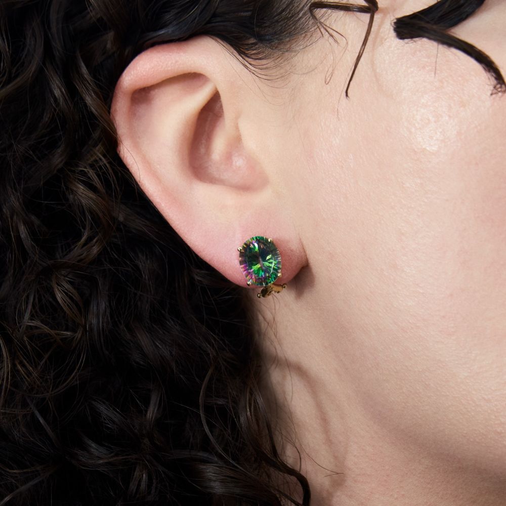 Round Cut Rainbow Sapphire Stud Earrings