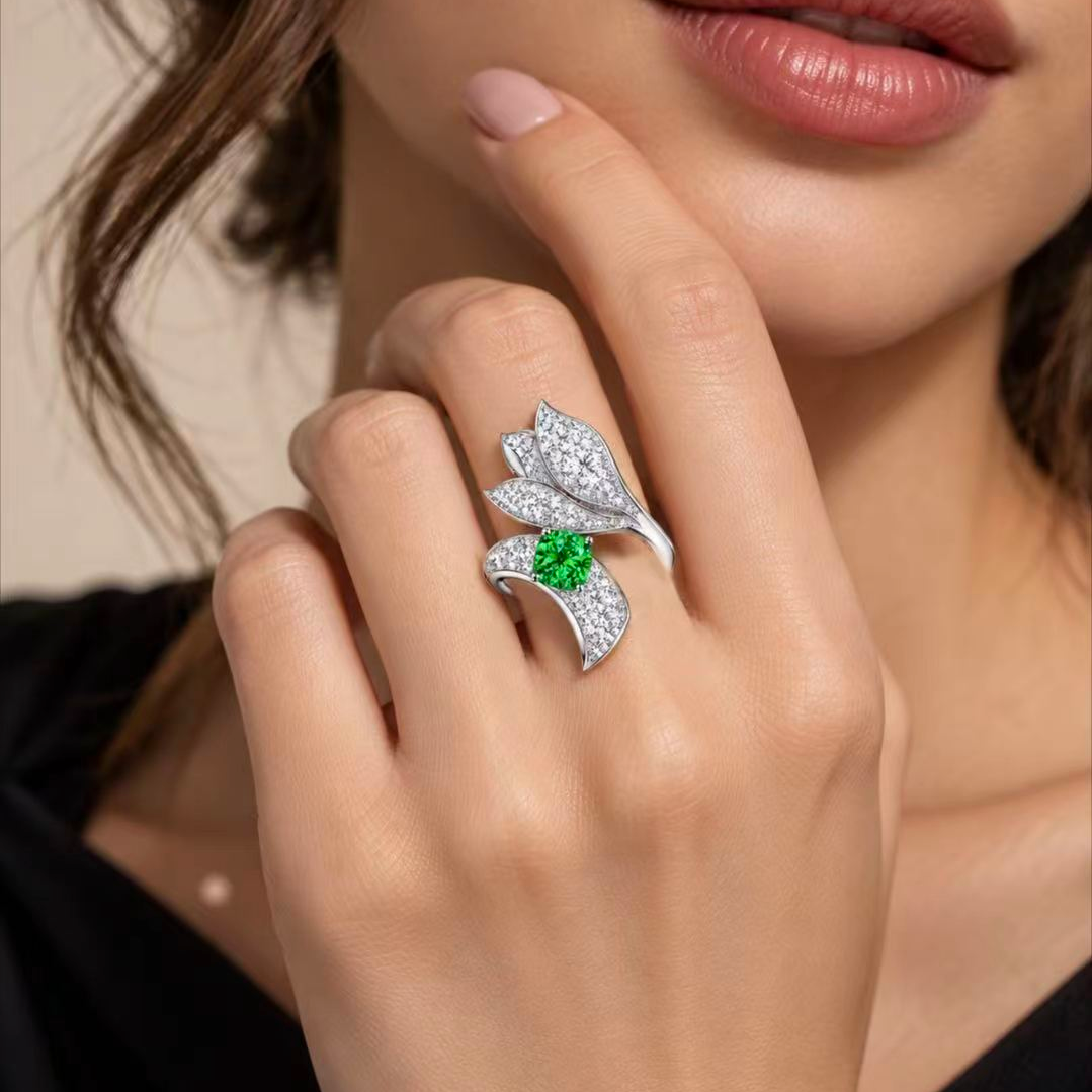 Original Design - 3ct Cushion Cut Emerald Sapphire Engagement Ring