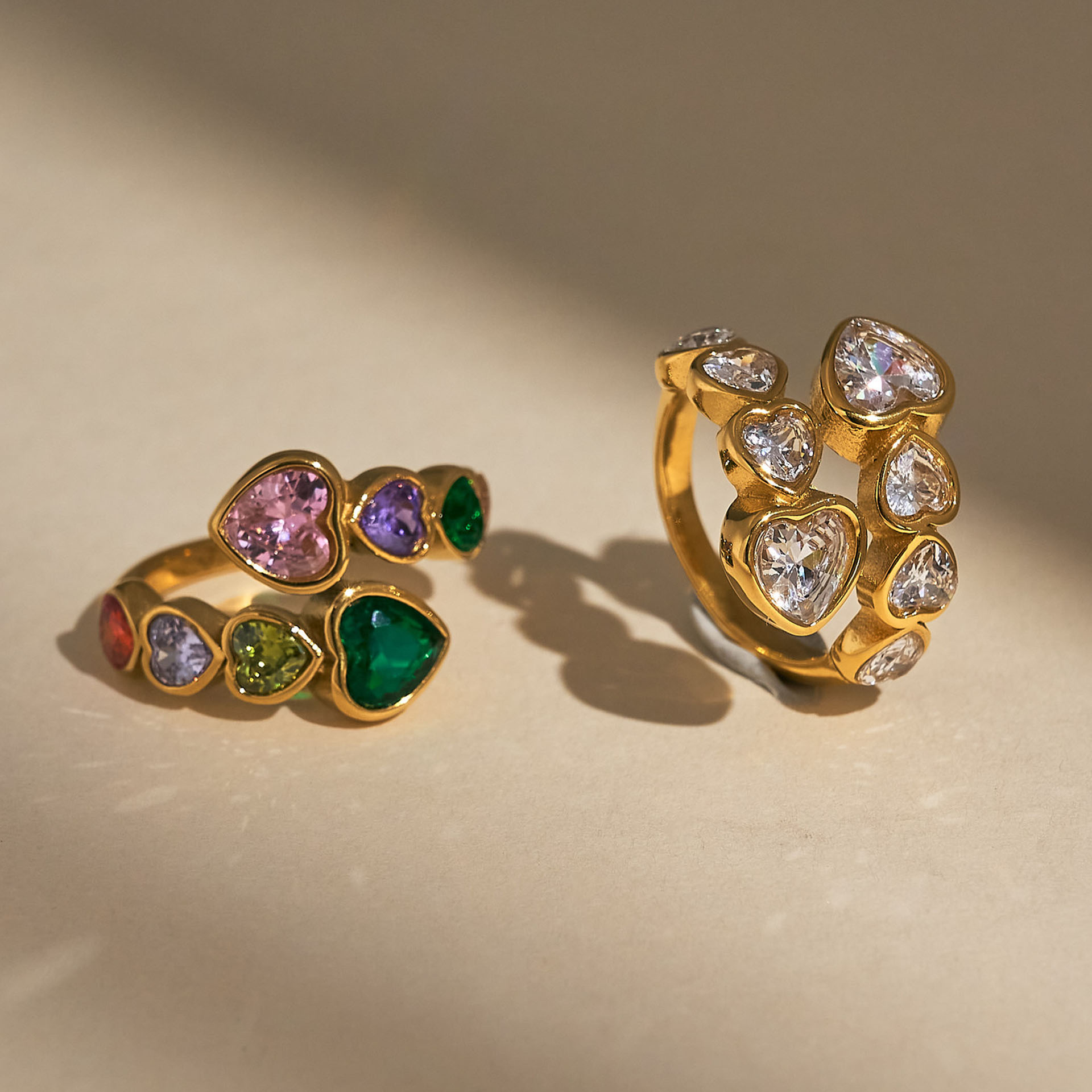 2.5ct Bezel Setting Heart Cut Multi-color Wedding Band