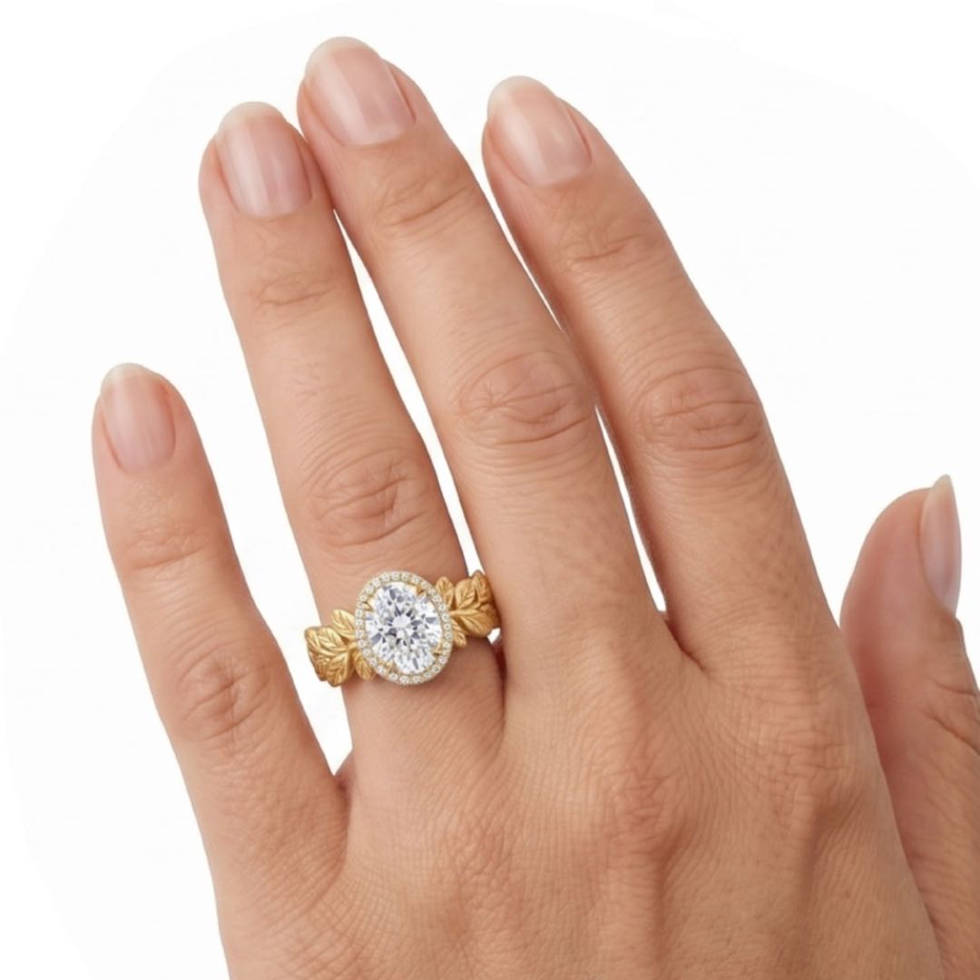 Original Design - 3ct Oval Cut White Diamond Sapphire Engagement Ring