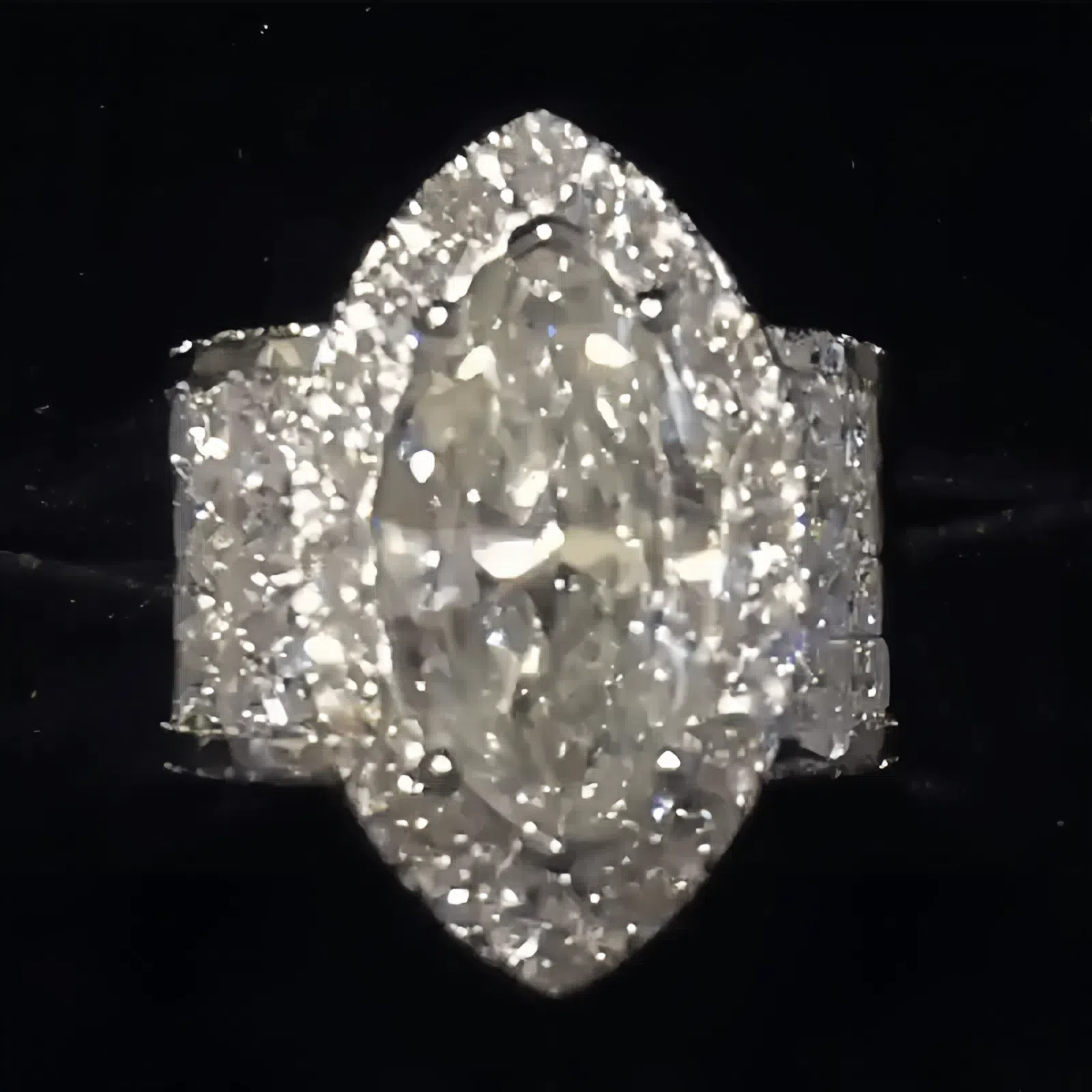 5ct Halo Marquise Cut White Diamond Wide Band