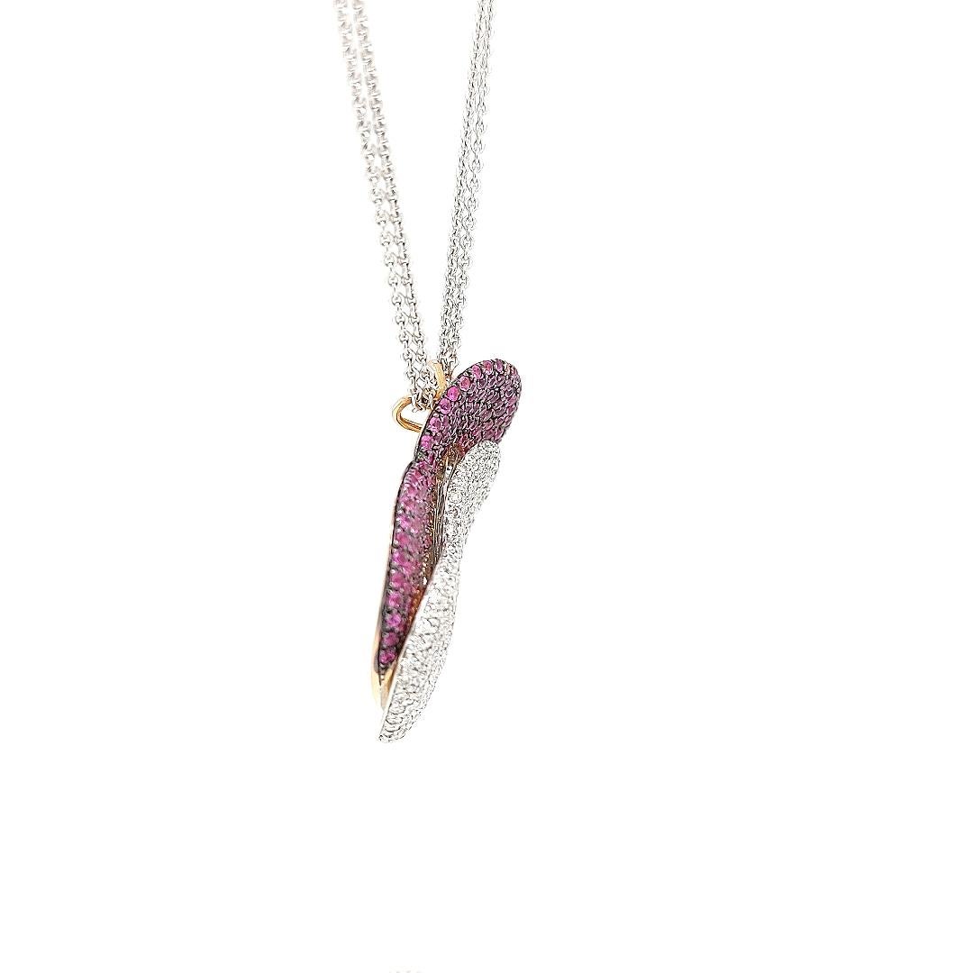 Fashion Heart Pink&Diamond Pendant Necklace