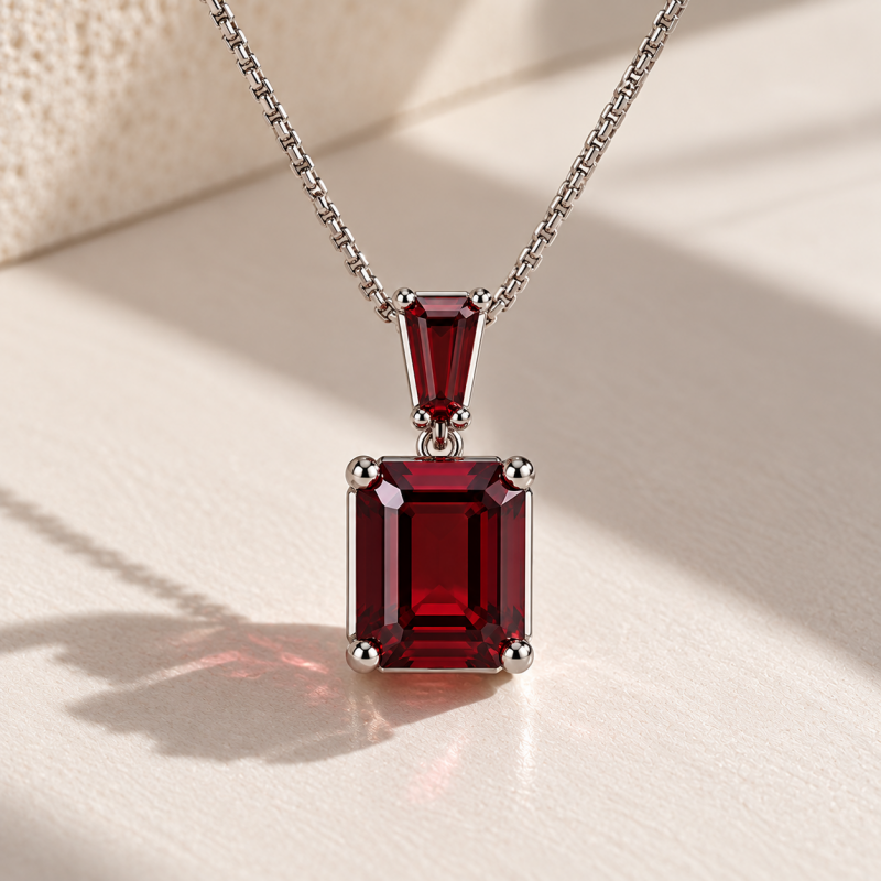 Emerald & Fancy Cut Garnet Sapphire Necklace