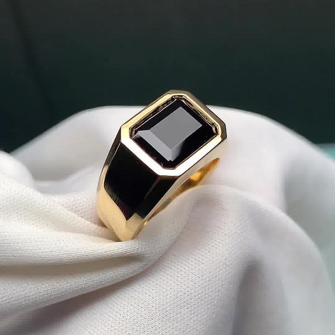 5ct Radiant Cut Black Sapphire Men's Engagement Ring