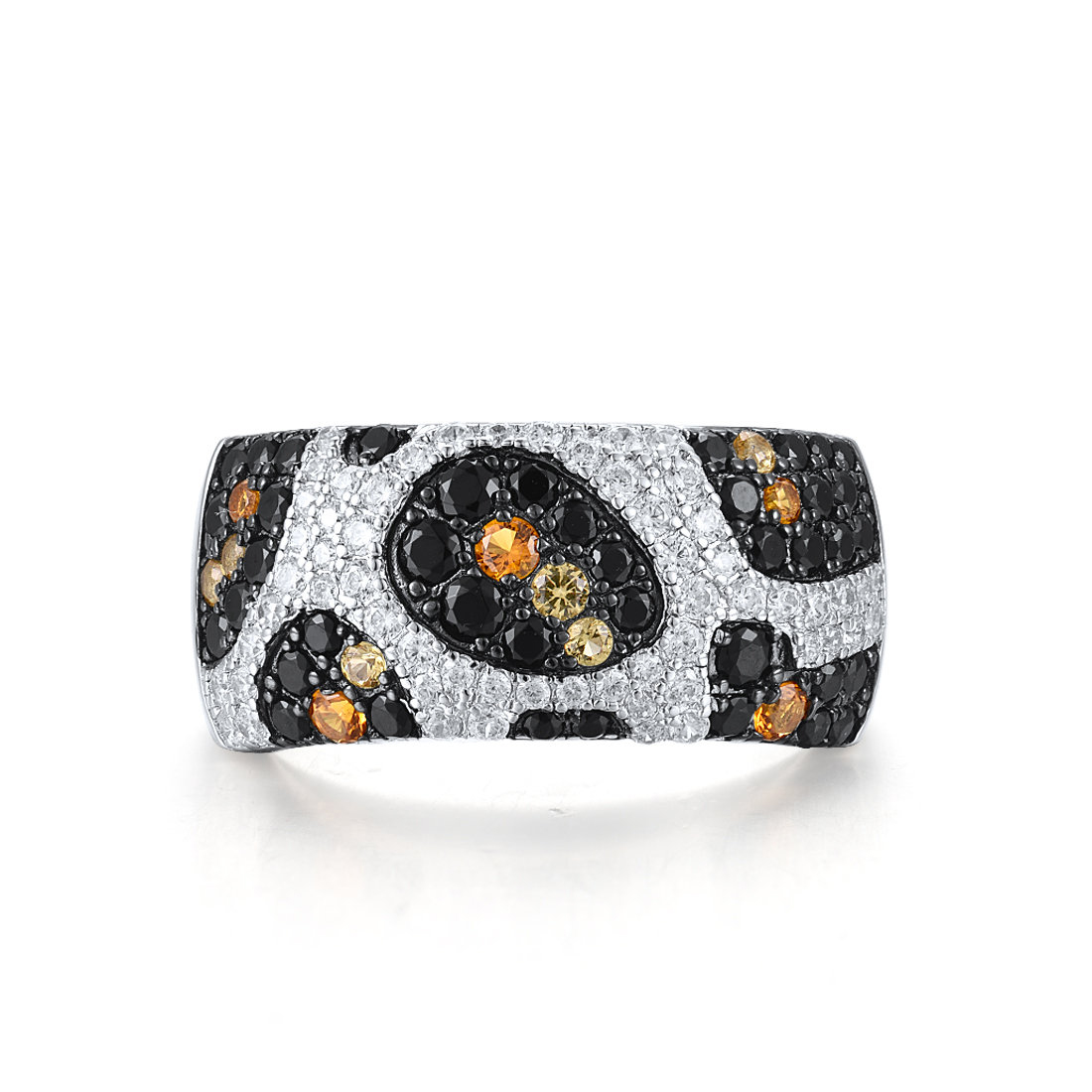 4.75ct Leopard Skin Black&White Sapphire Eternity Ring