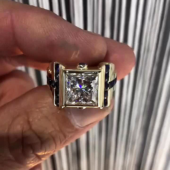 5ct Princess Cut White Sapphire Men's Engagement Ring
