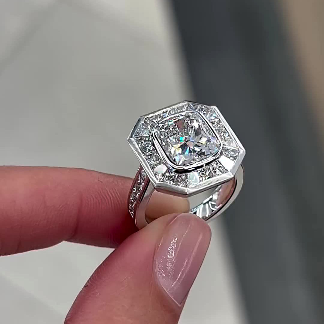 2ct Cushion Cut White Sapphire Engagement Ring