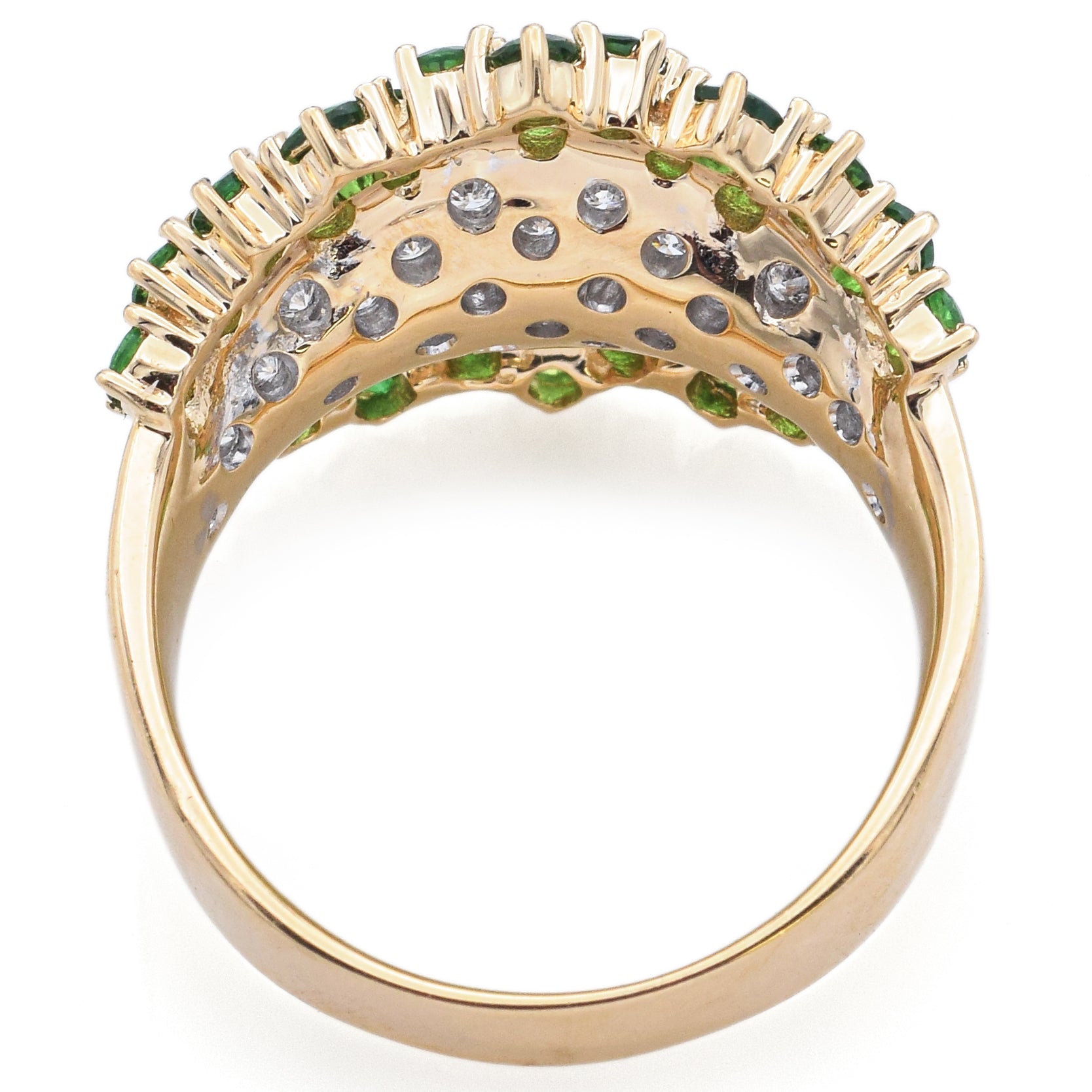 2.74ct Micro-pave Setting Emerald&White Sapphire Cocktail Ring