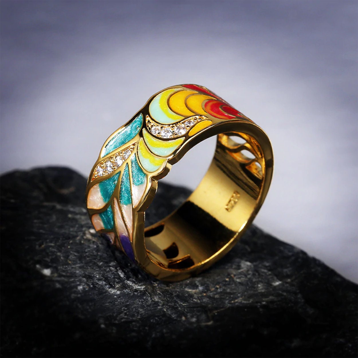 Elegant Bohemian Unique Enamel Statement Ring