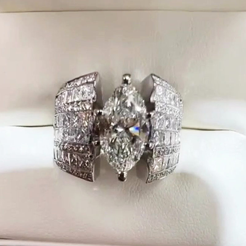 3ct Marquise Cut White Sapphire Engagement Ring