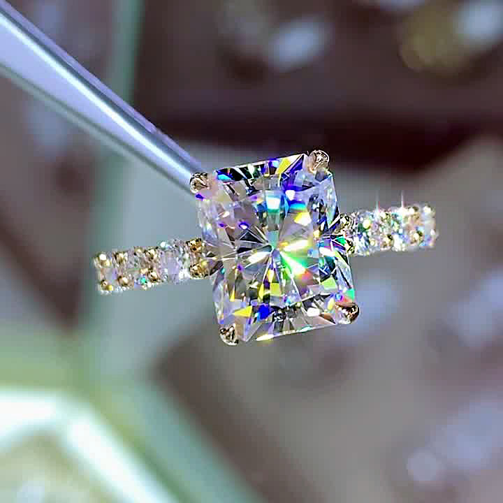 5ct Radiant Cut White Sapphire Engagement Ring