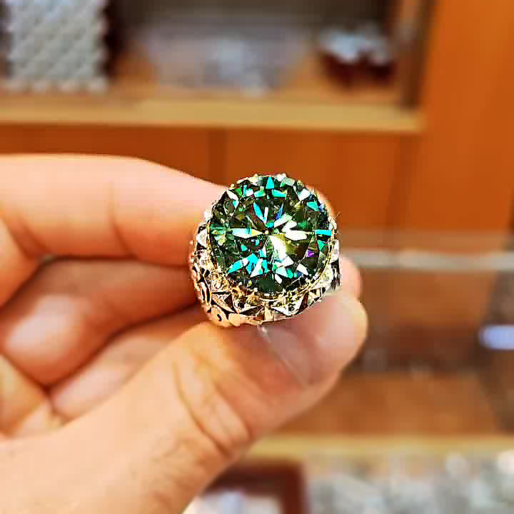 7ct Round Cut Emerald Sapphire Engagement Ring