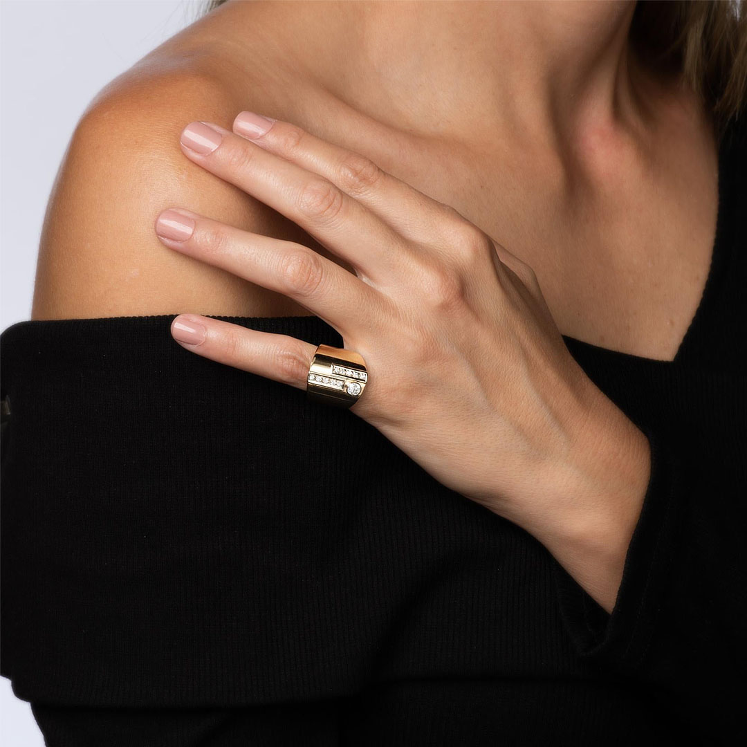 3.25ct Round Cut White Sapphire Vintage Cigar Wide Band