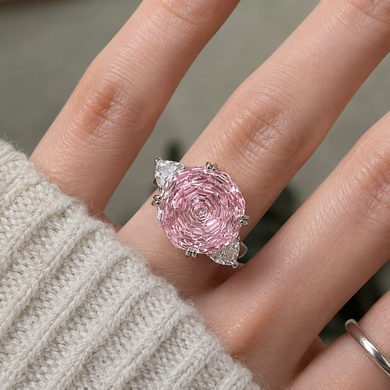 5ct Rose Cut Multi Color Sapphire Three-Stone Engagement Ring (5 Color Options)