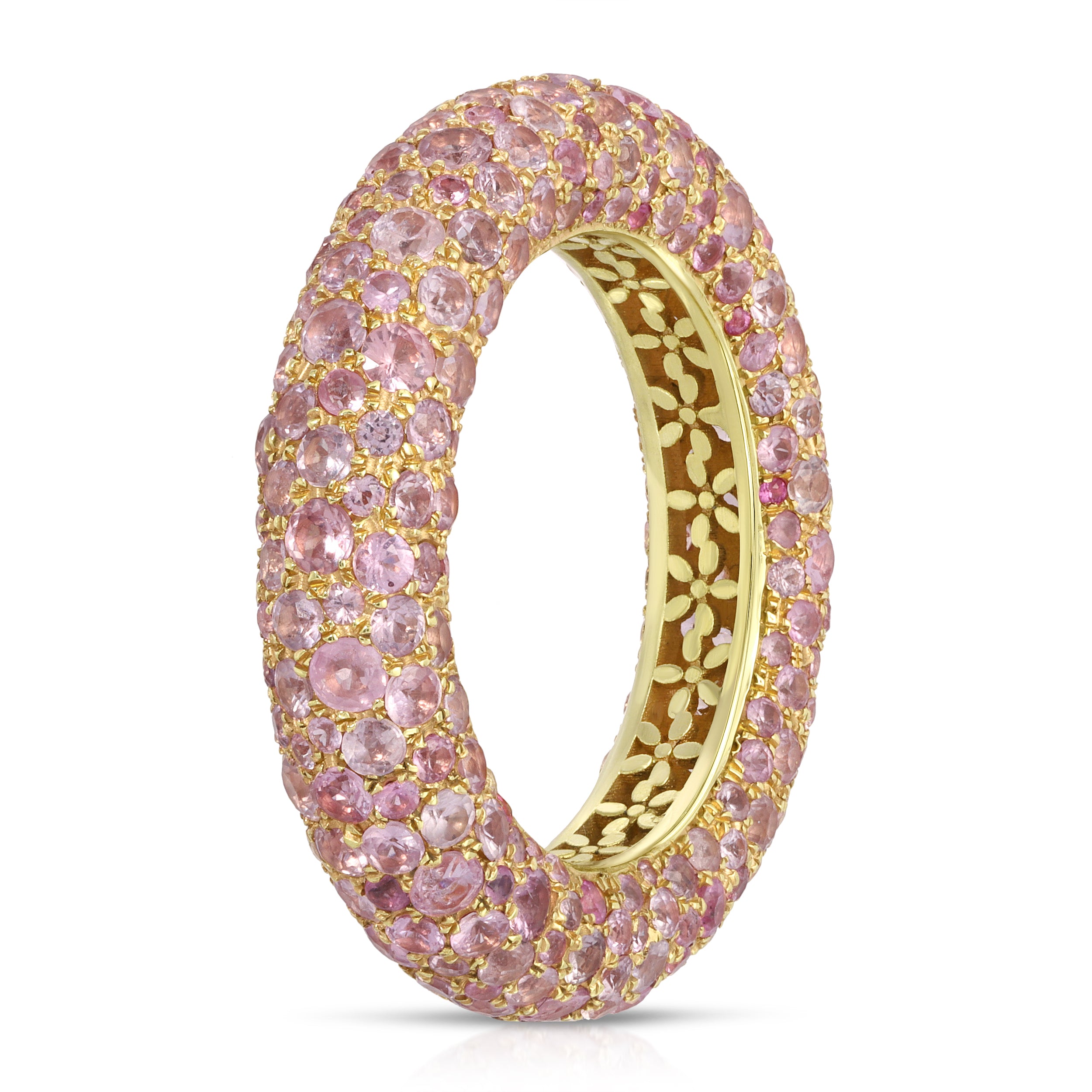 4.35ct Round Cut Pink Sapphire Eternity Ring