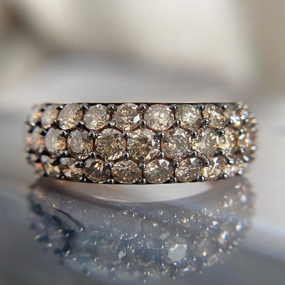 6.75ct Round Cut Champagne Sapphire Eternity Ring