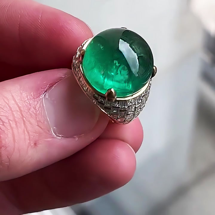 9.55ct Round Cut Emerald Sapphire Cocktail Ring