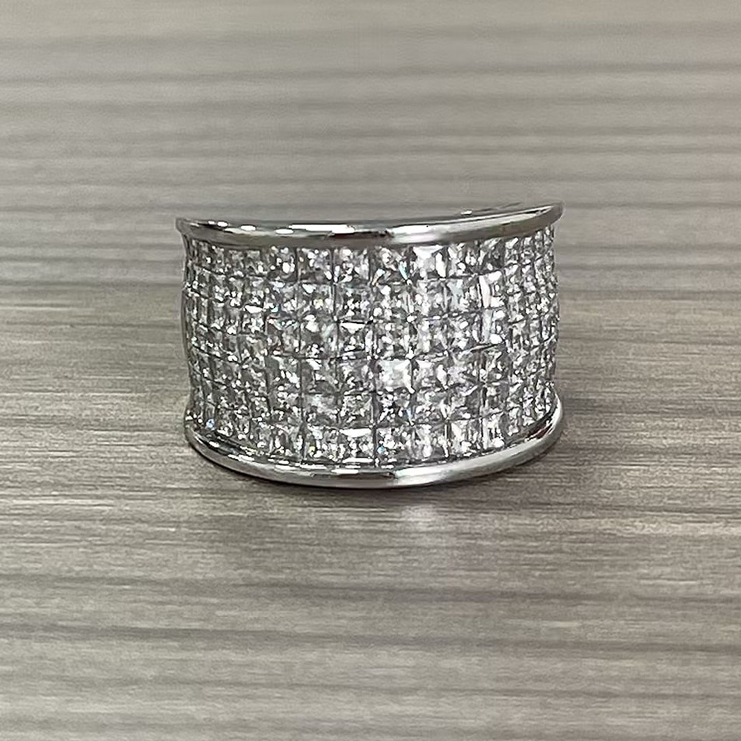 Luxury 3.3ct Pave Princess Cut White Sapphire Men's Ring