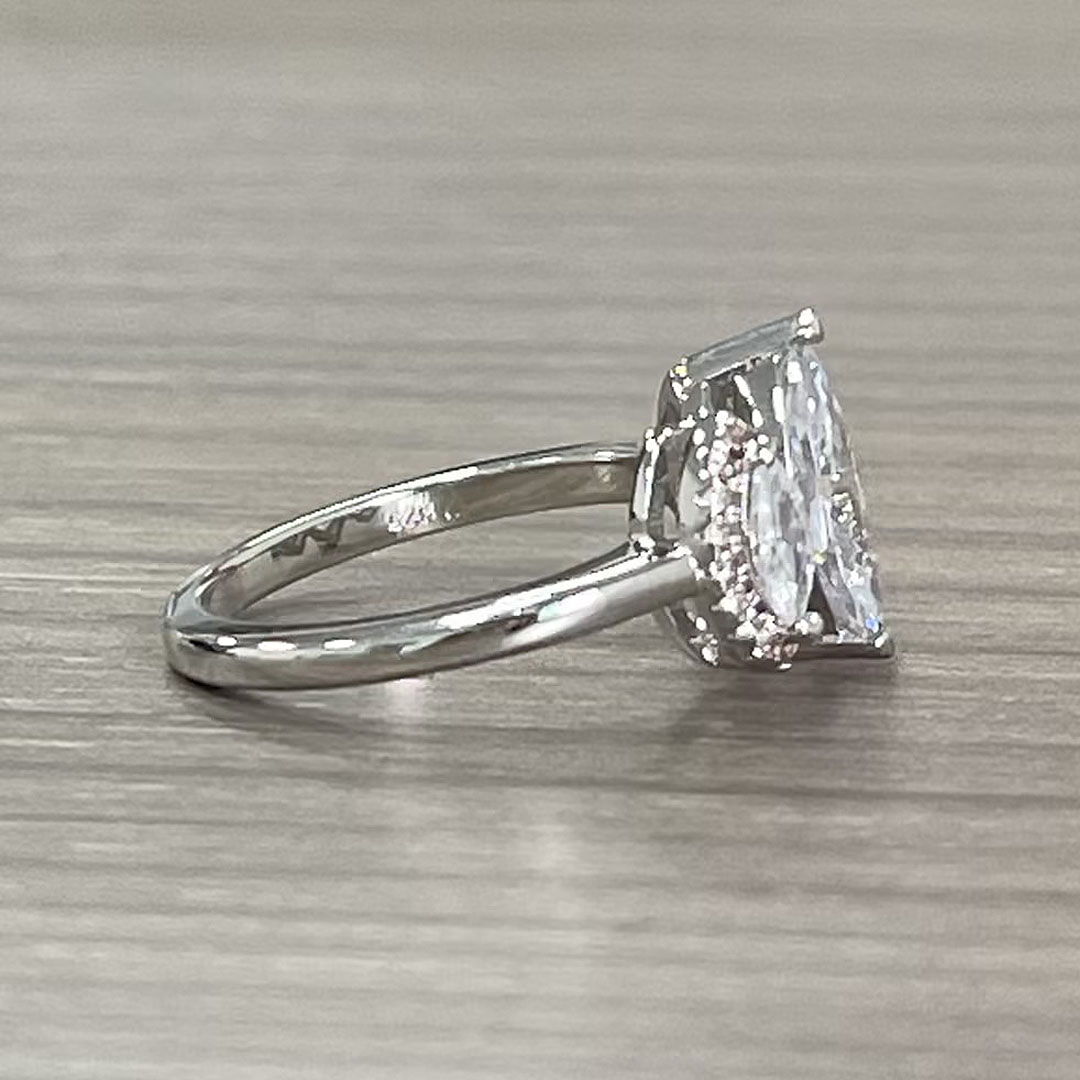 2.18ct Three-stone Marquise Cut Lab Created Diamond Promise Ring