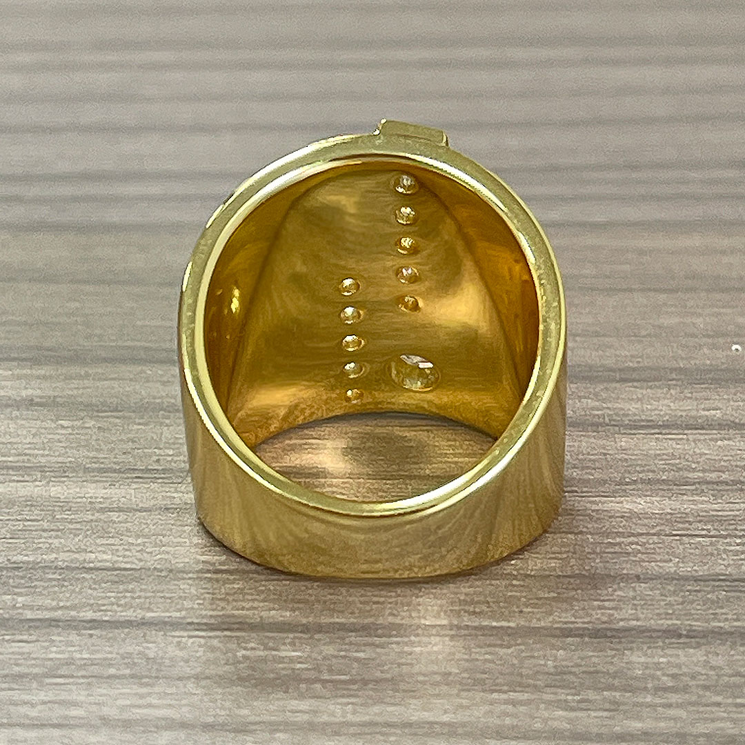 3.25ct Round Cut White Sapphire Vintage Cigar Wide Band