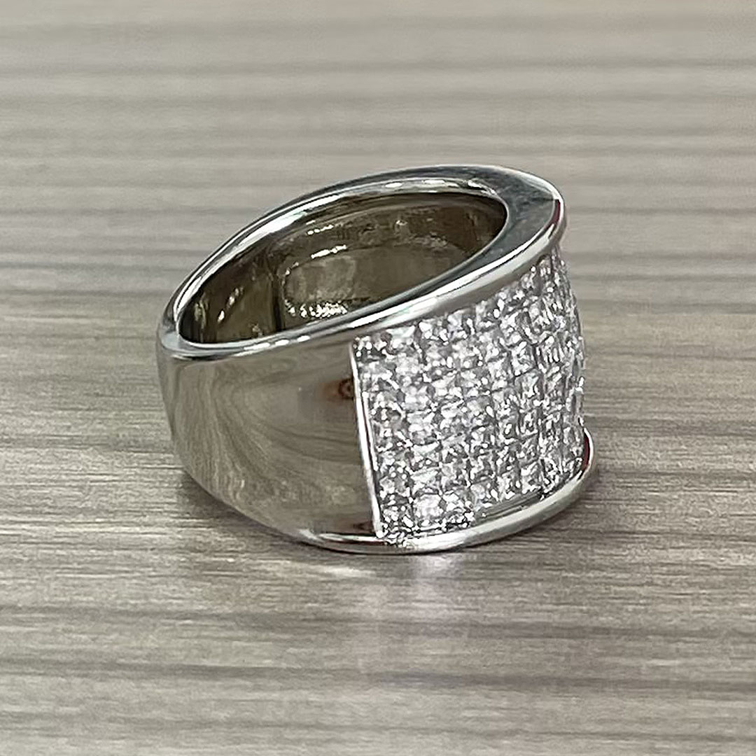 Luxury 3.3ct Pave Princess Cut White Sapphire Men's Ring