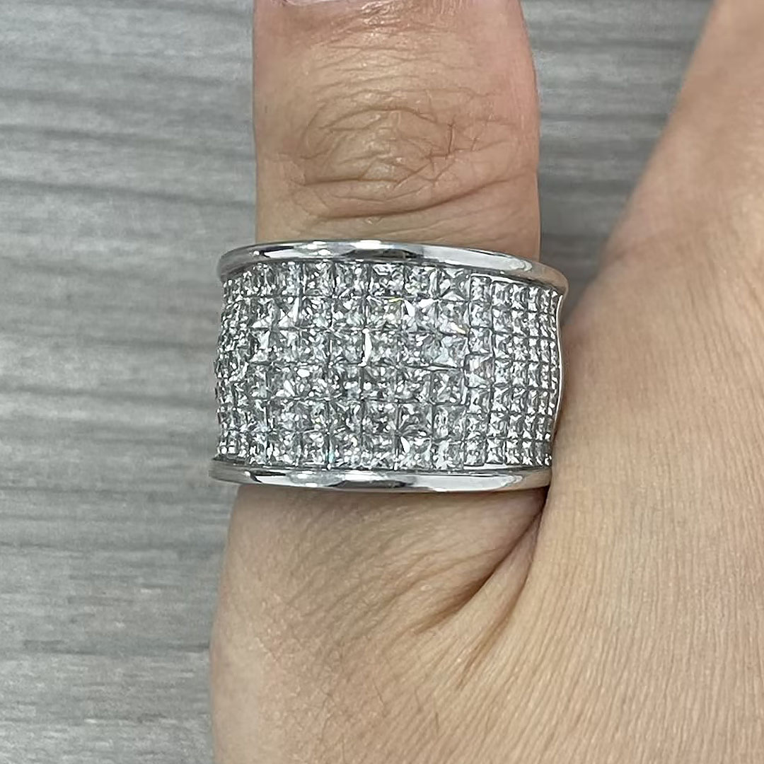 Luxury 3.3ct Pave Princess Cut White Sapphire Men's Ring