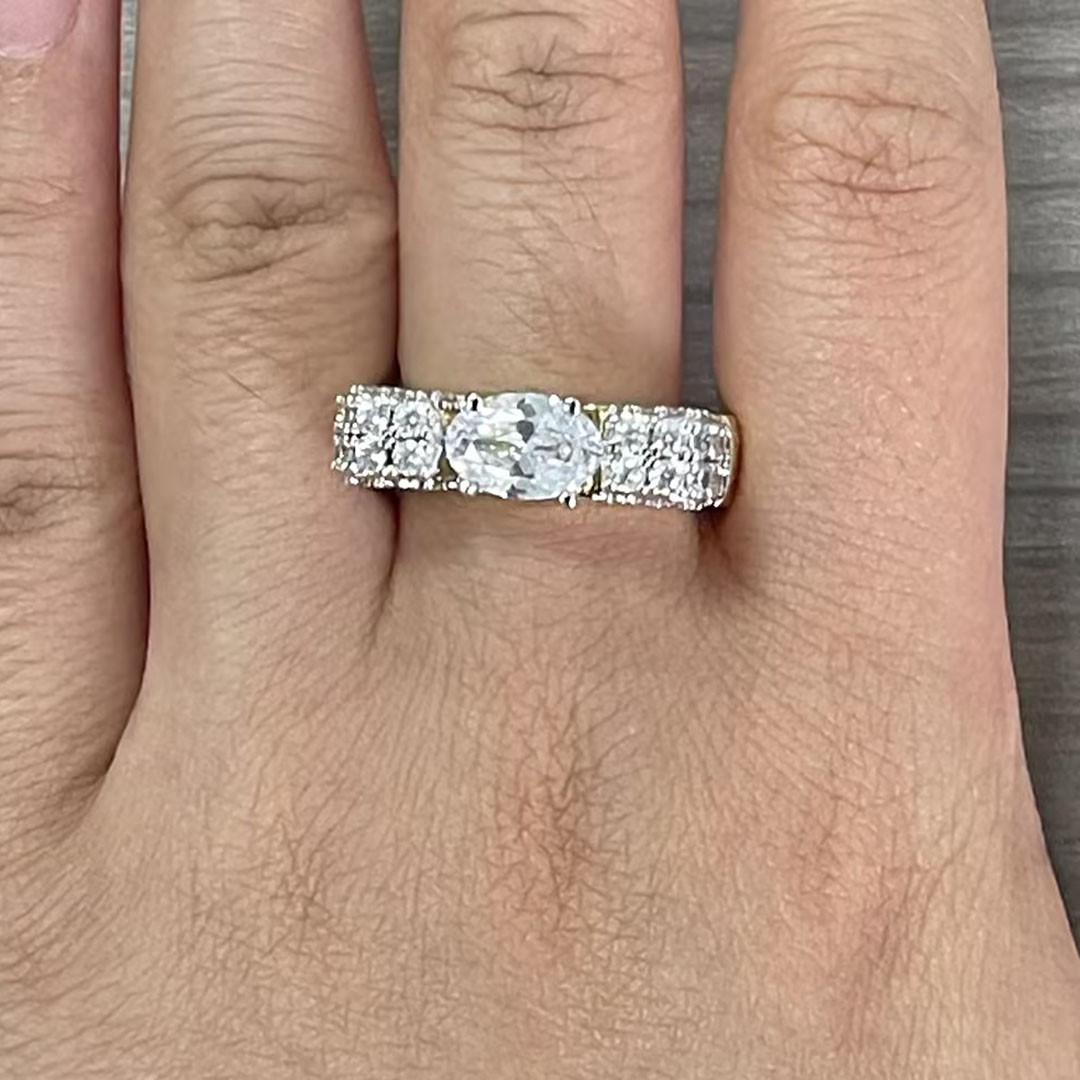 5.45ct Prong Setting Oval Cut White Sapphire Engagement Ring