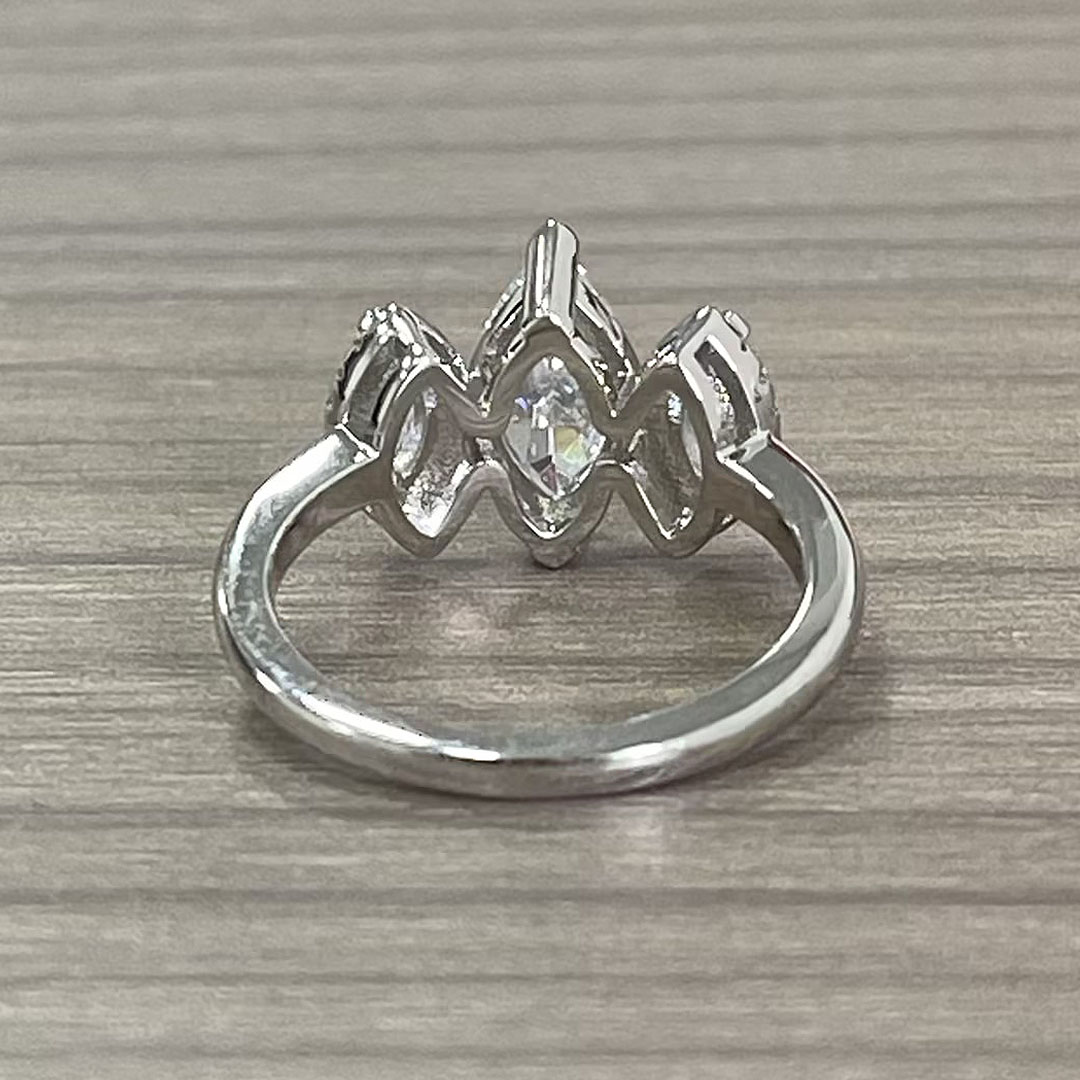 2.18ct Three-stone Marquise Cut Lab Created Diamond Promise Ring