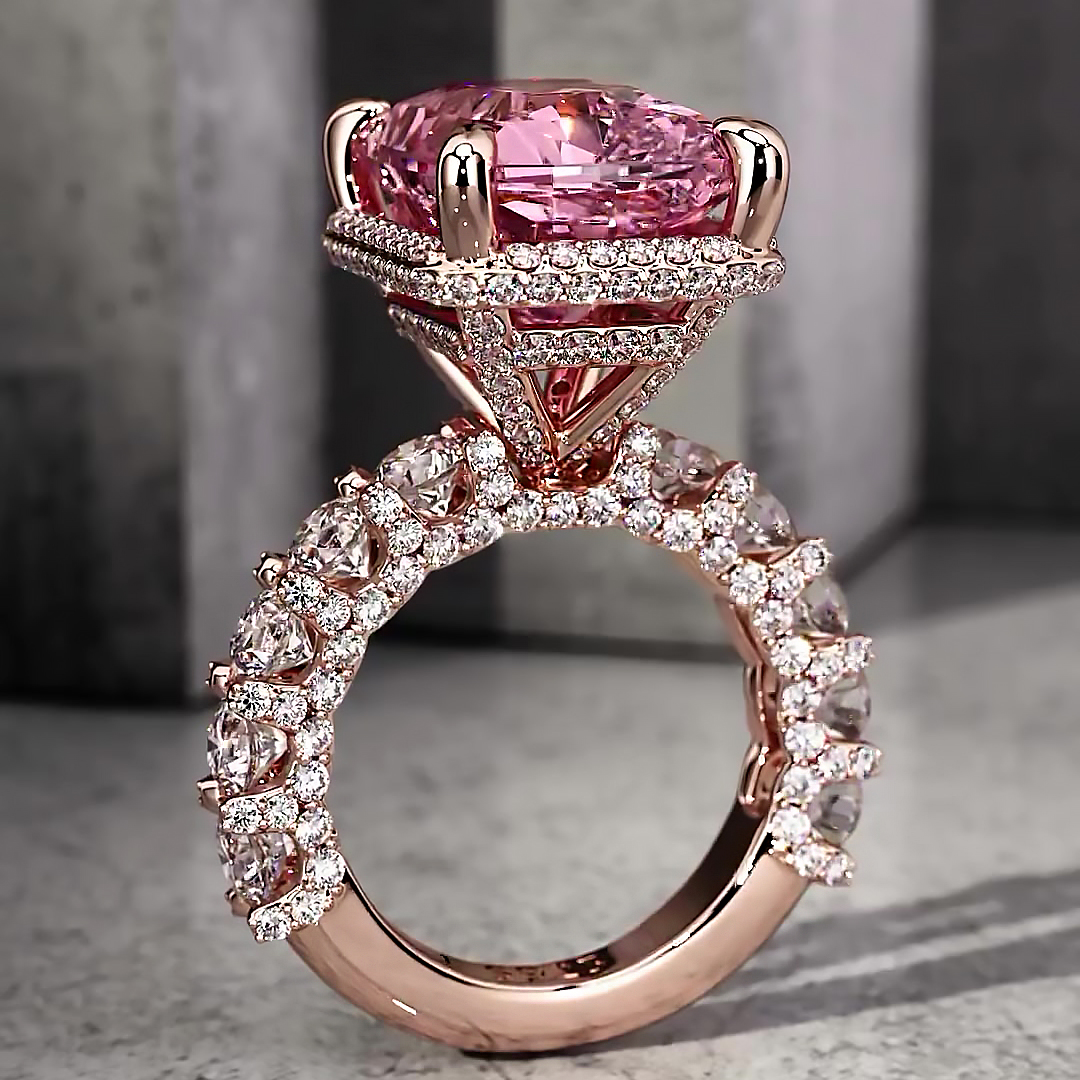 6ct Cushion Cut Pink Sapphire Engagement Ring