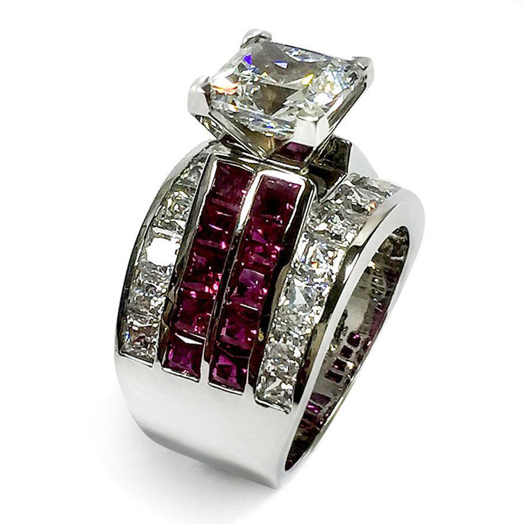 3ct Princess Cut Channel Settind Two-stone Engagement Ring