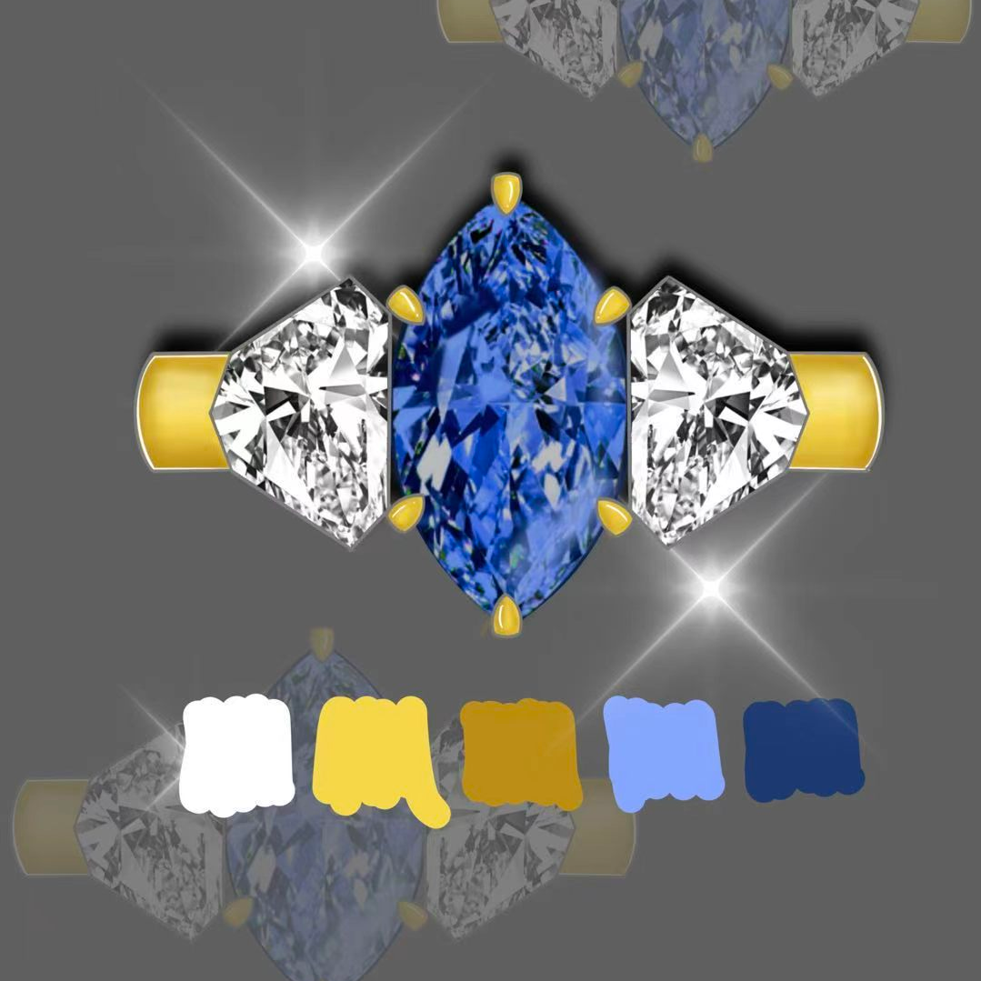 Original Design - 2ct Marquise Cut Blue Sapphire Engagement Ring (2 Color Options)