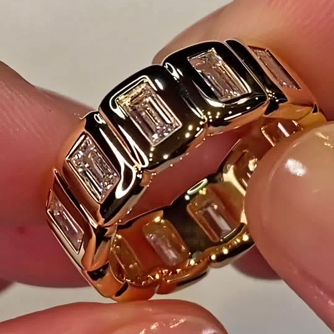 6ct Emerald Cut White Sapphire Eternity Ring