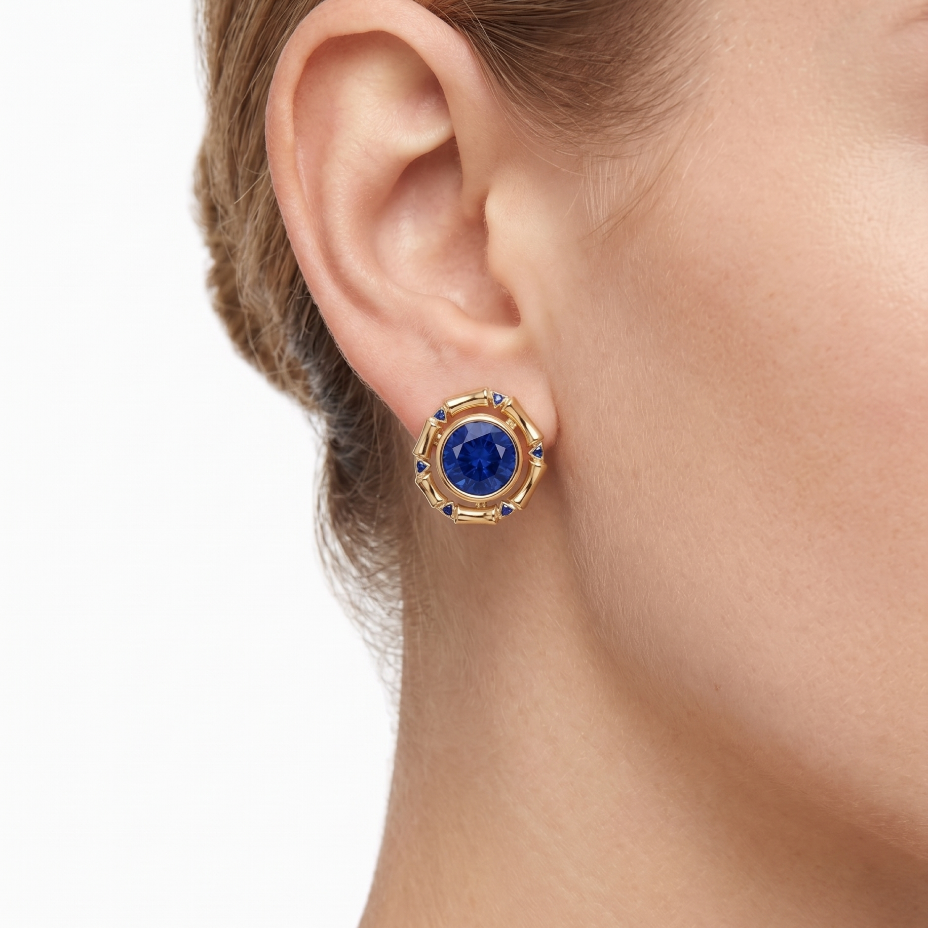 Original Design - 2ct Round Cut Blue Sapphire Dangle Earrings