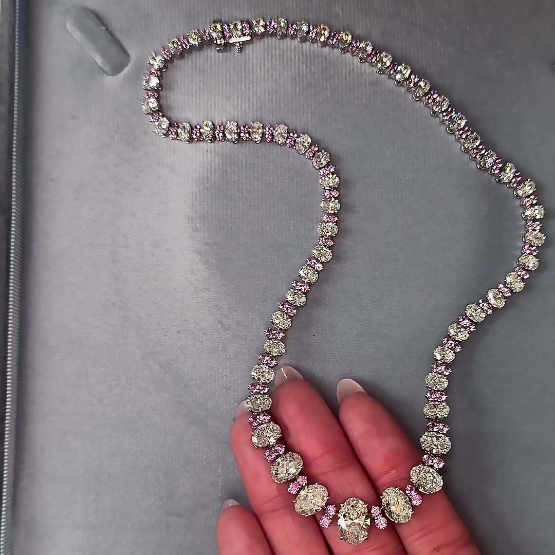 Oval Cut White Sapphire Necklace