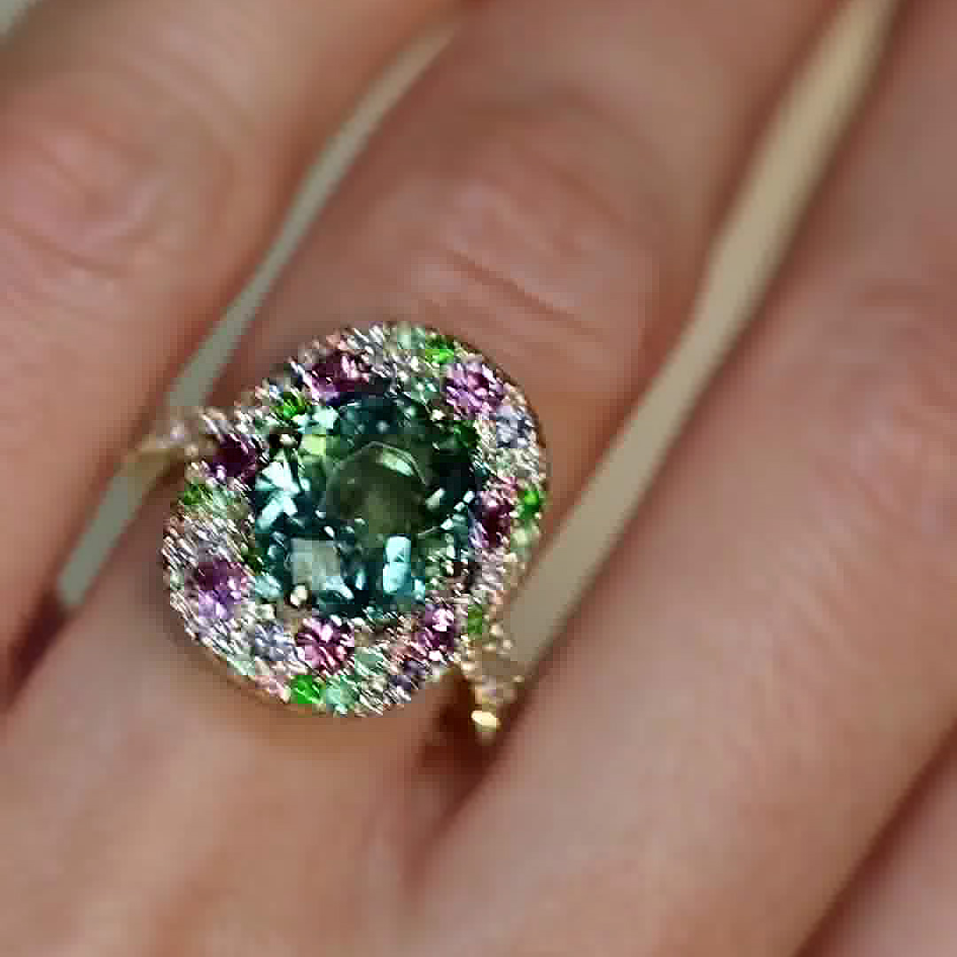 5ct Oval Cut Aquamarine Sapphire Cocktail Ring