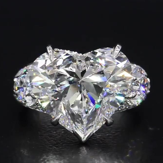 10ct Three-stone Love Heart White Sapphire Engagement Ring
